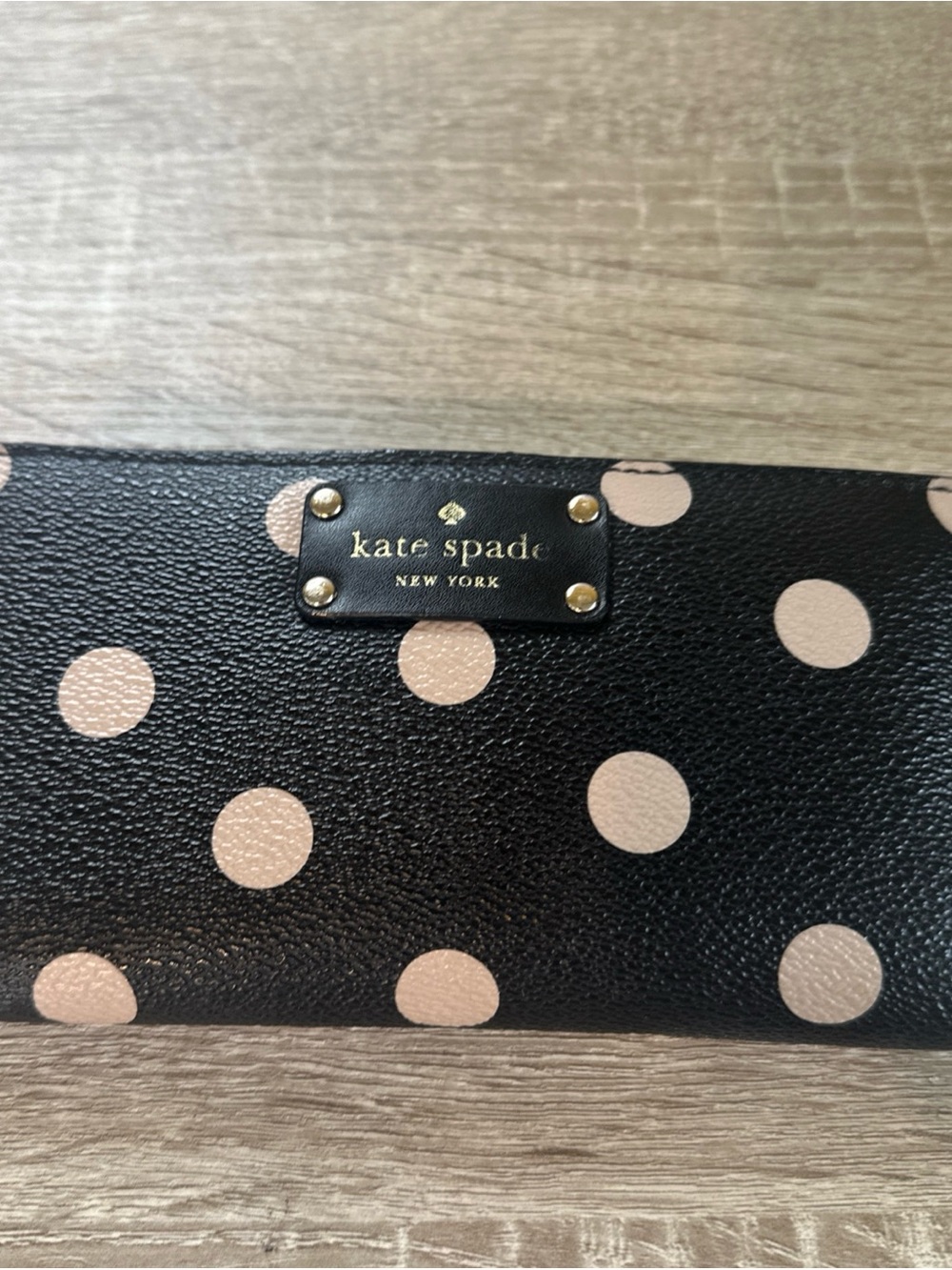 kate spade Black Wallet with Blush Polka Dots